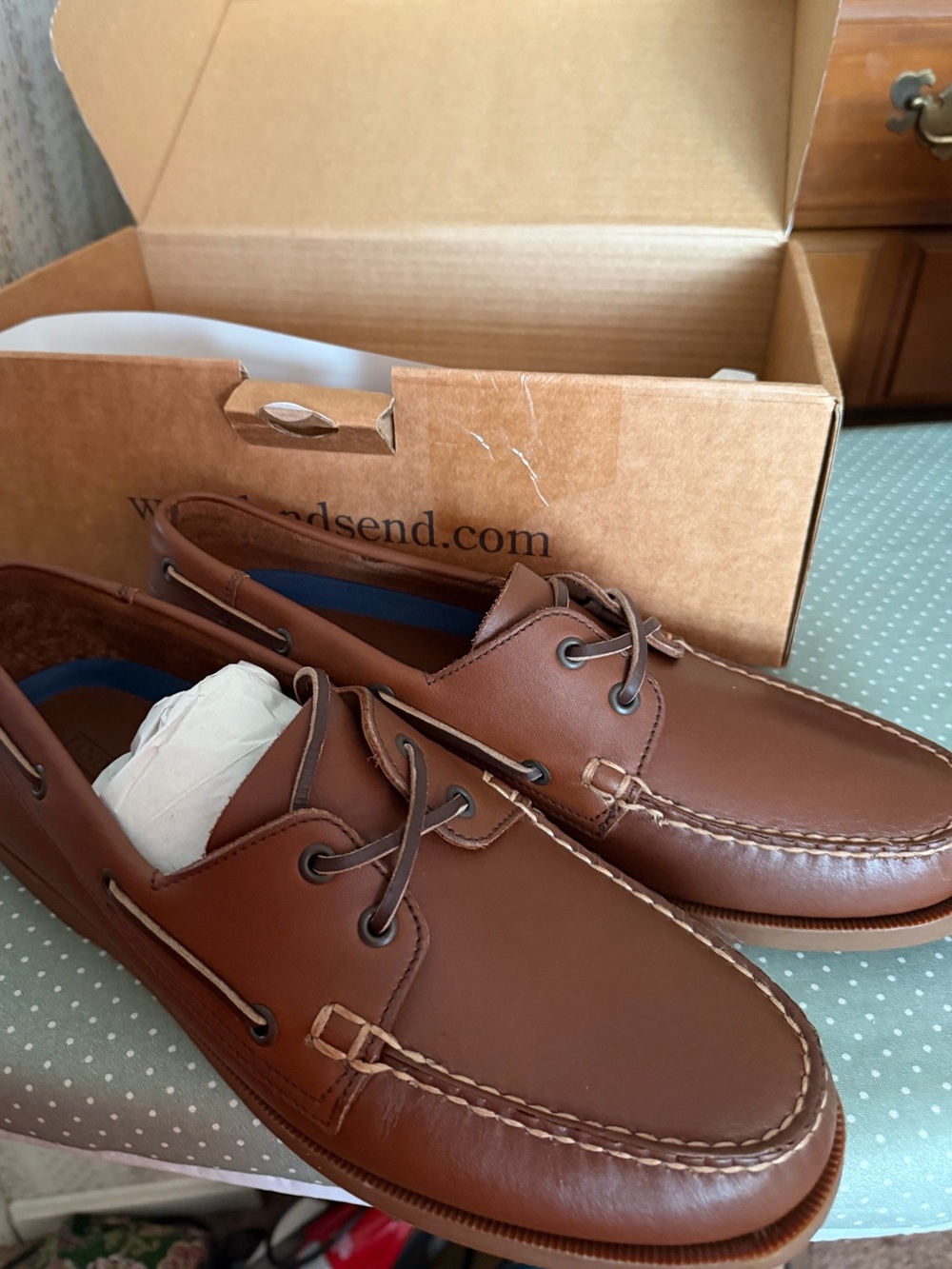 Lands' End Brown Leather Men's Boat Shoes